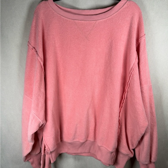 American Eagle Seriously Huggable Oversized Crew Neck Sweater - Large in Pink - Picture 3 of 9